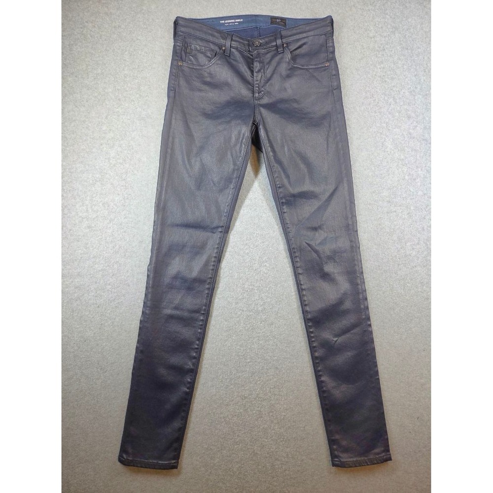 AG Adriano Goldschmied The Legging Ankle Coated Skinny Jeans Navy Blue 26R